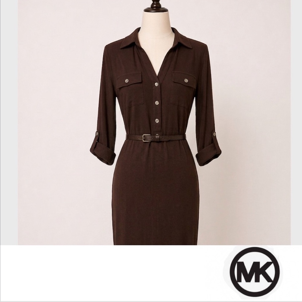Michael Kors Dark Brown Long Sleeve Dress